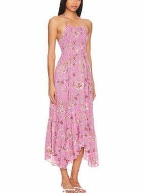 Free People Heat Wave Maxi Dress Pink Combo Sz L